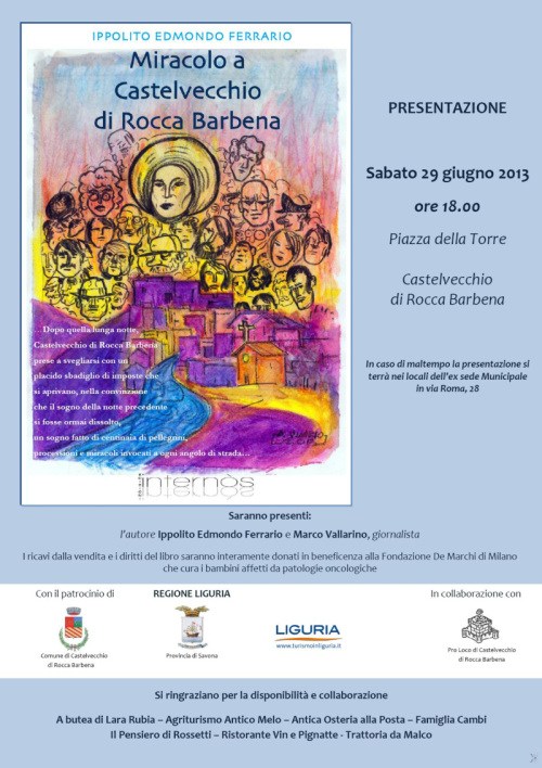 Miracolo a Castelvecchio di Rocca Barbena, il nuovo libro di Ippolito Edmondo Ferrario
